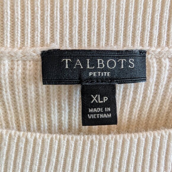 Talbots Pima Cotton Mariner Stripe Sweater XL Petite Nautical Gold Buttons - Picture 5 of 11